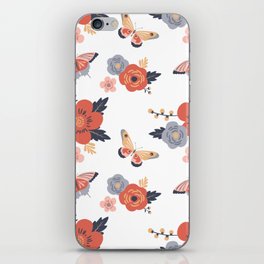 Pastel Spring Butterfly Flower Pattern iPhone Skin