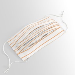 [ Thumbnail: White & Brown Colored Lines/Stripes Pattern Face Mask ]
