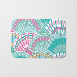 Sea Shell Pattern Bath Mat | Shellpattern, Tropical, Curated, Painting, Seashellpattern, Digital, Seashell, Colorful, Beachhouse, Lily 
