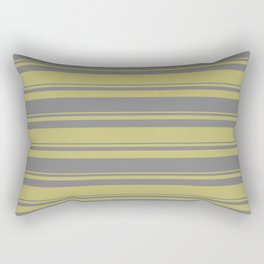 [ Thumbnail: Dark Khaki & Grey Colored Striped Pattern Rectangular Pillow ]