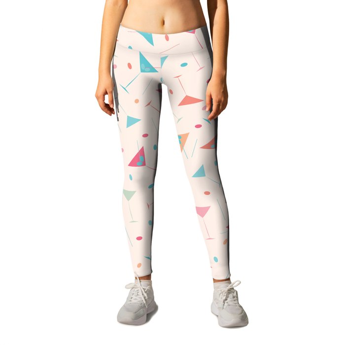 Martinis with Peach Background Leggings