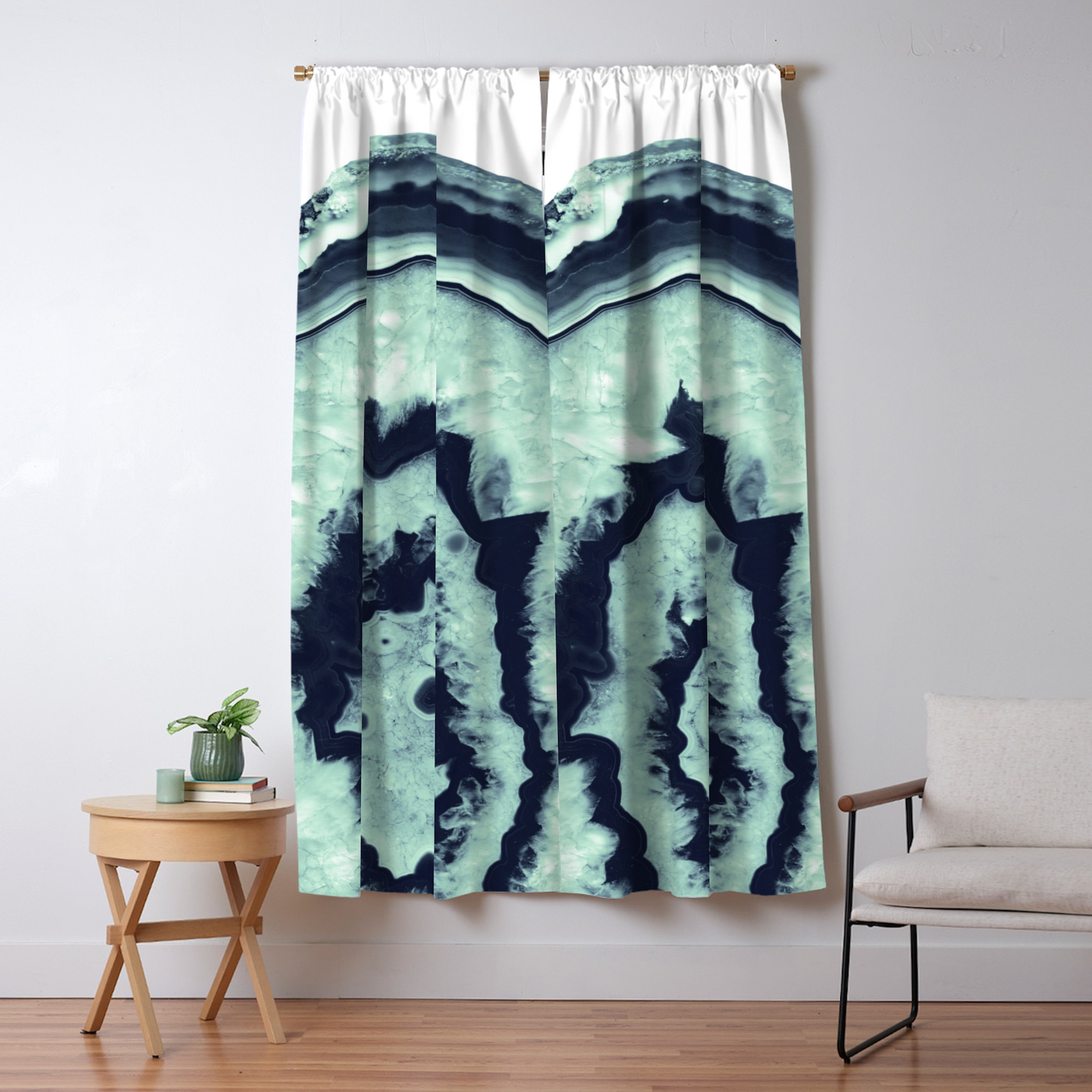 Navy Blue Mint Agate 1 Gem Decor Art Society6 Blackout