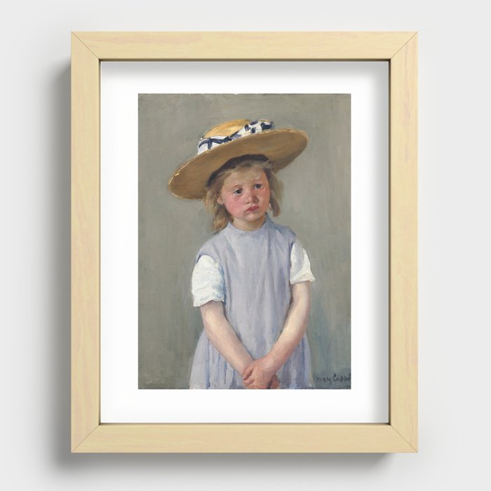 Child in a Straw Hat by Mary Cassatt Recessed Framed Print