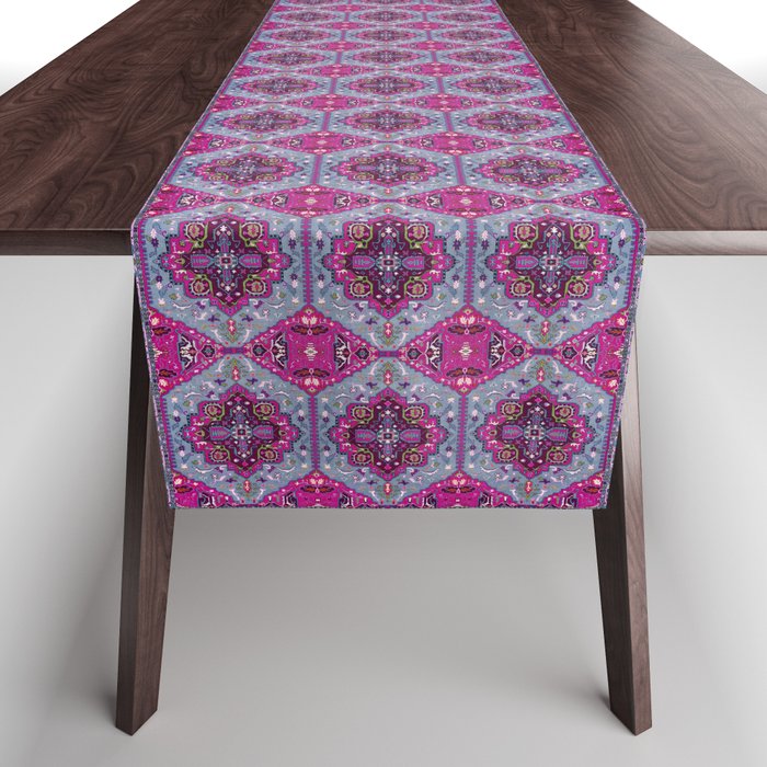 Lovely Purple Heritage Antique Traditional Moroccan Fabric Style Artwork Table Runner
