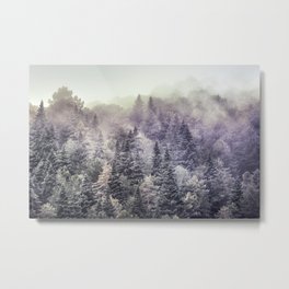 Suprise sunrise. Into the foggy woods. Metal Print | Sunrise, Photo, Trees, Color, Misty, Mountains, Retro, Forest, Woods, Nature 