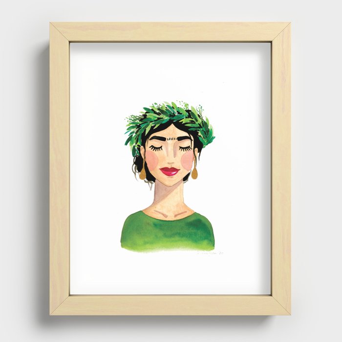 Floral Frida - Green Recessed Framed Print