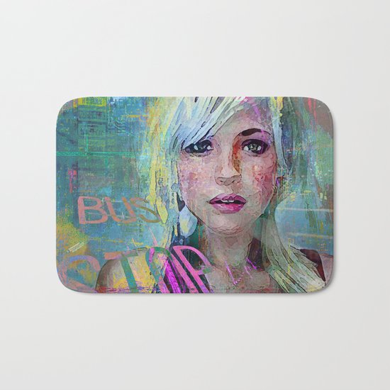 bus stop girl Bath Mat