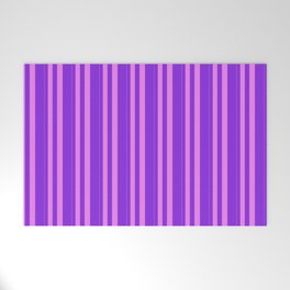 [ Thumbnail: Violet and Purple Colored Stripes/Lines Pattern Welcome Mat ]