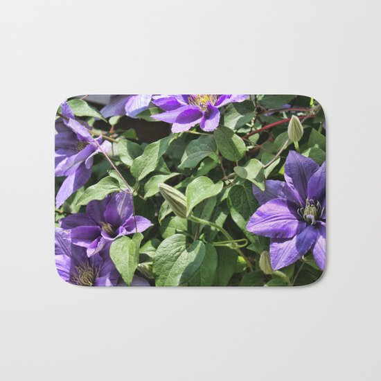 Clematis Flowers and Vines Bath Mat