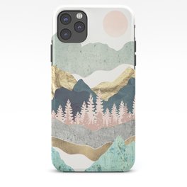 Summer Vista iPhone Case | Summer, Graphicdesign, Travel, Watercolor, Vista, Curated, Forest, Landscape, Pink, Blue 