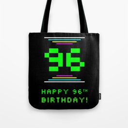 [ Thumbnail: 96th Birthday - Nerdy Geeky Pixelated 8-Bit Computing Graphics Inspired Look Tote Bag ]