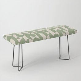 Abstract Geometric Pattern Sage Green and Ivory Bench