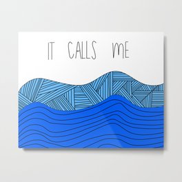 The Ocean Calls Me Metal Print | Ocean, Drawing, Blue, Patternwaves, Swim, Waves, Itcallsme, Sea, Pattern, Water 