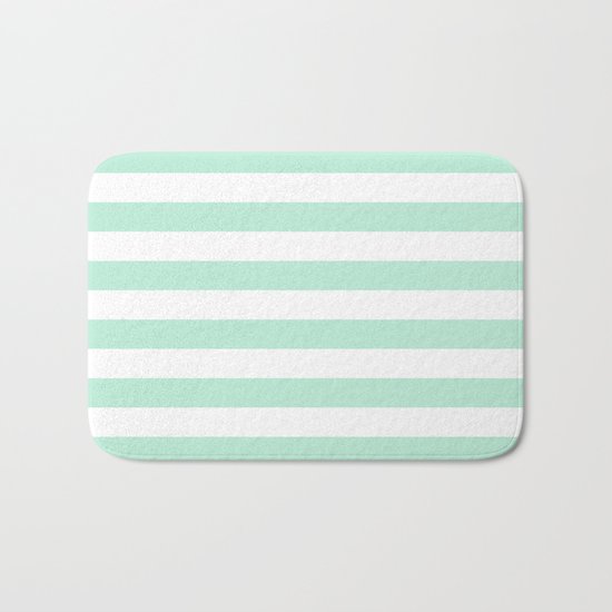 Stripe Horizontal Mint Green Bath Mat