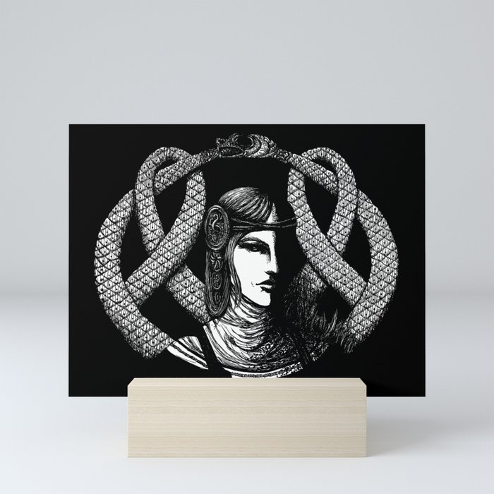 Nordic Goddess Hel in Black Portrait Mini Art Print
