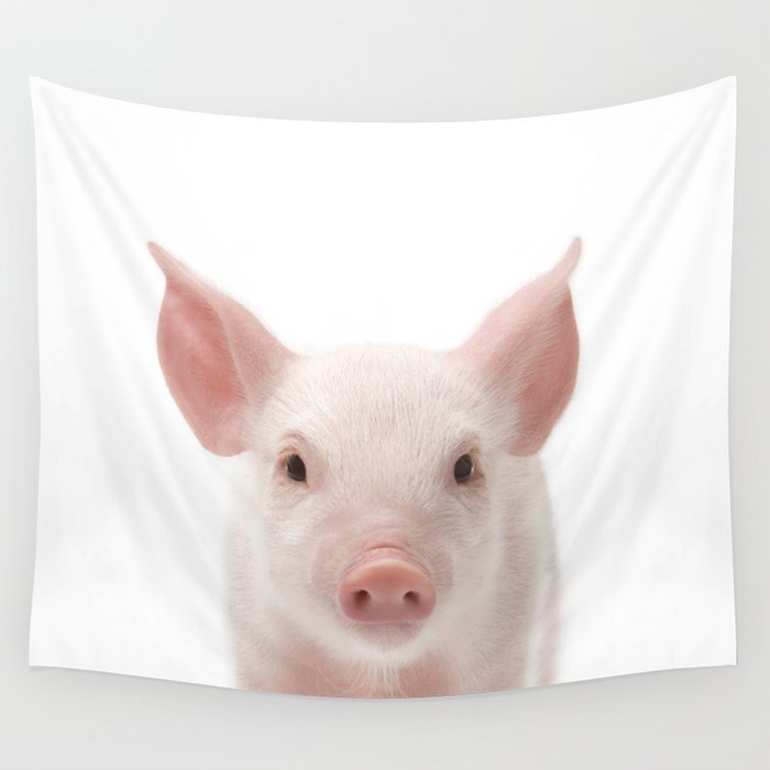 Baby Pig, Farm Animals, Art for Kids, Baby Animals Art Print By Synplus Wall Tapestry