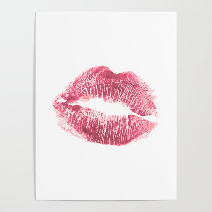 Beautiful realistic pink lips kiss isolated on white background ...