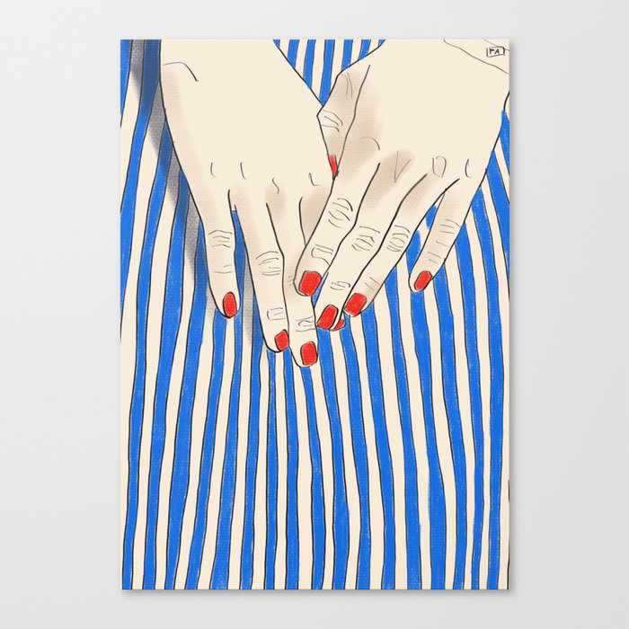 Striped Skirt and Red Nails Canvas Print