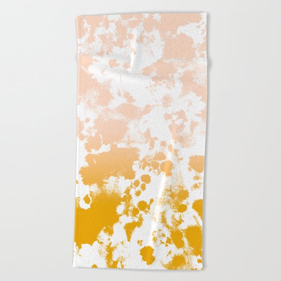 Minimal modern ombre gold to pastel pink abstract art pattern gender neutral Beach Towel
