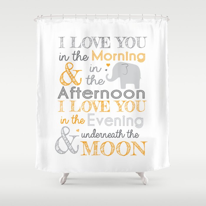 Elephant Nursery Poem Orange Shower Curtain Elephant Nursery Poem Orange Shower Curtain