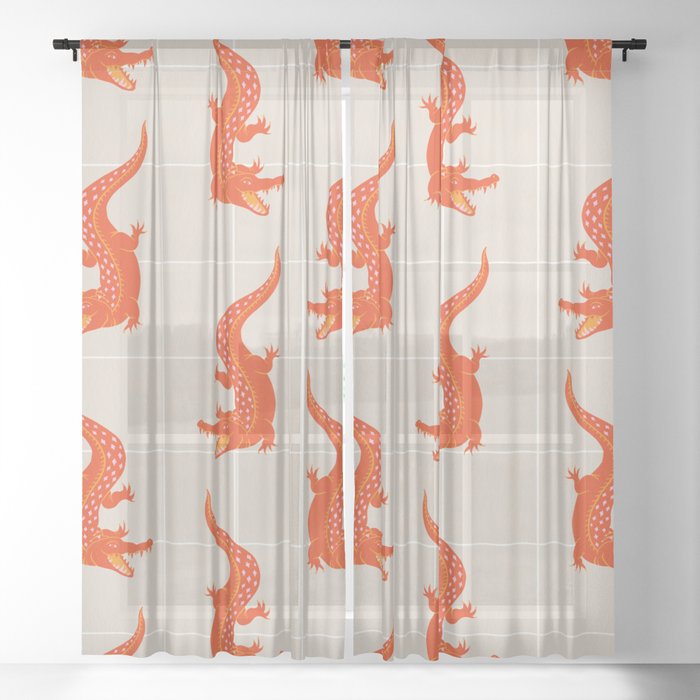 Crocodile – Orange & Pink Sheer Curtain