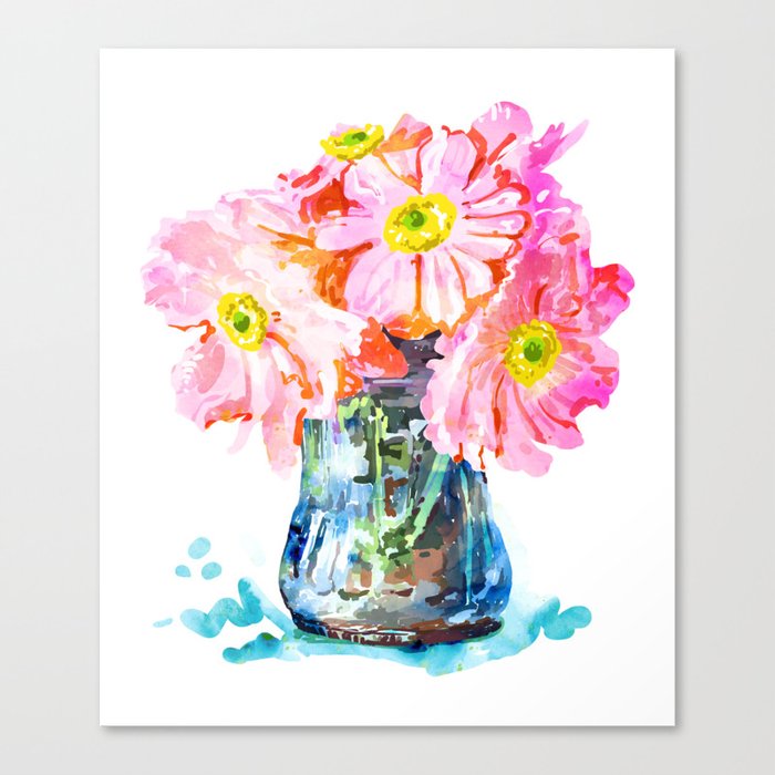 Watercolor Flower Pot Canvas Print By 83oranges Society6