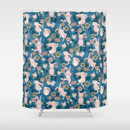 Spring Bunnies and Blooms Shower Curtain