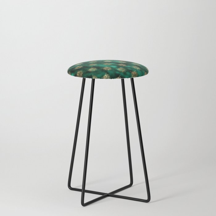 Green Gold Tiger Pattern Counter Stool