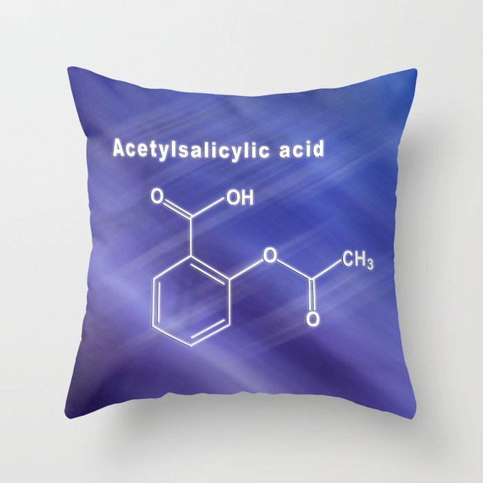 Acetylsalicylic acid, aspirin, Structural chemical formula Throw Pillow