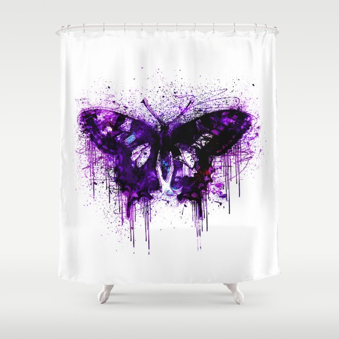 Crazy Butterfly artistic mixed media Shower Curtain
