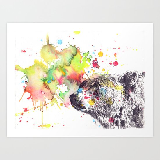 Portrait Of a Grizzly Brown Bear Art Print