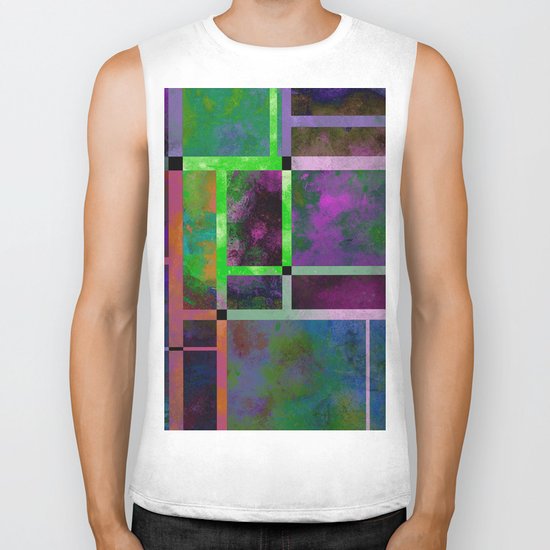 Pastel Textures - Abstract, pastel themed, geometric painting Biker Tank