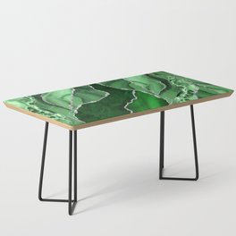 Emerald Green And Silver Marble Waves #society #buyart Coffee Table