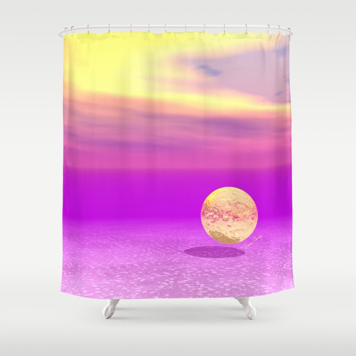 Adrift, Abstract Gold Violet Ocean Shower Curtain