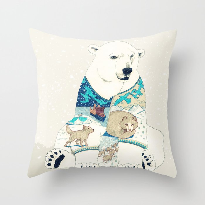 eddie bauer cozy polar bear throw pillow
