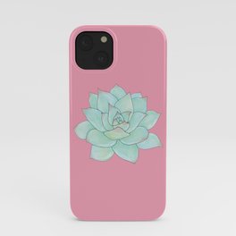 watercolor succulent on pink background iPhone Case