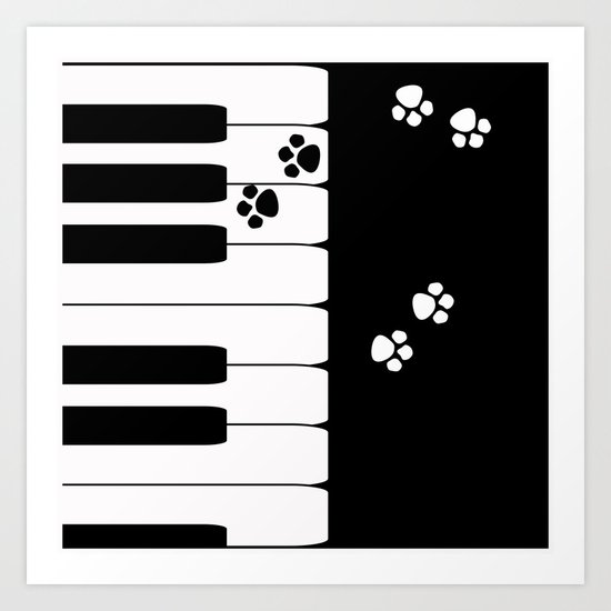 The keys of the piano . Creative black and white pattern . Art Print