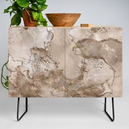 Taupe marble and gold abstract Credenza