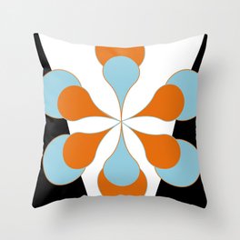 Mid-Century Modern Art 1.4 Aqua Orange Flower Throw Pillow