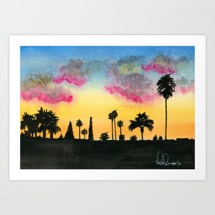 Sunset Los Angeles Art Print