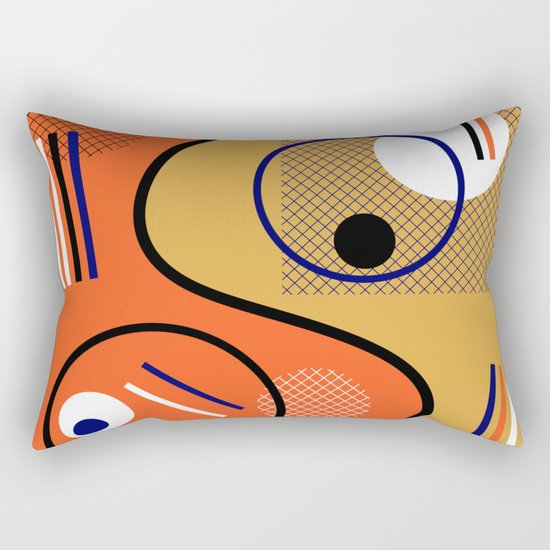 Opposing Sides - Abstract, orange and mustard, geometric, contrasting design Rectangular Pillow