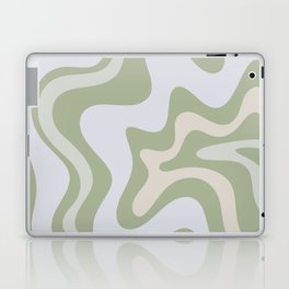 Liquid Swirl Contemporary Abstract Pattern in Light Sage Green Laptop Skin