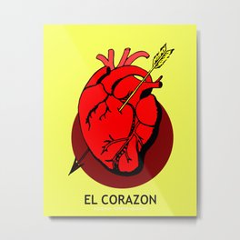 El Corazon Mexican Loteria Pop Art Metal Print | Heart, Anatomicalheart, Mexicanpopart, Illustration, Mexico, Digital, Bingo, Elcorazon, Loteria, Pop Art 