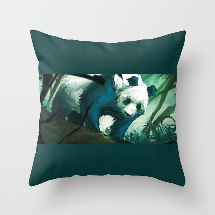 The Lurking Panda Throw Pillow