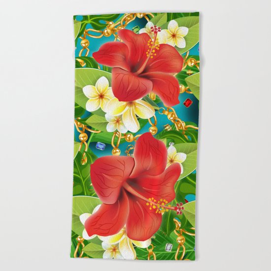 tropical color party Beach Towel