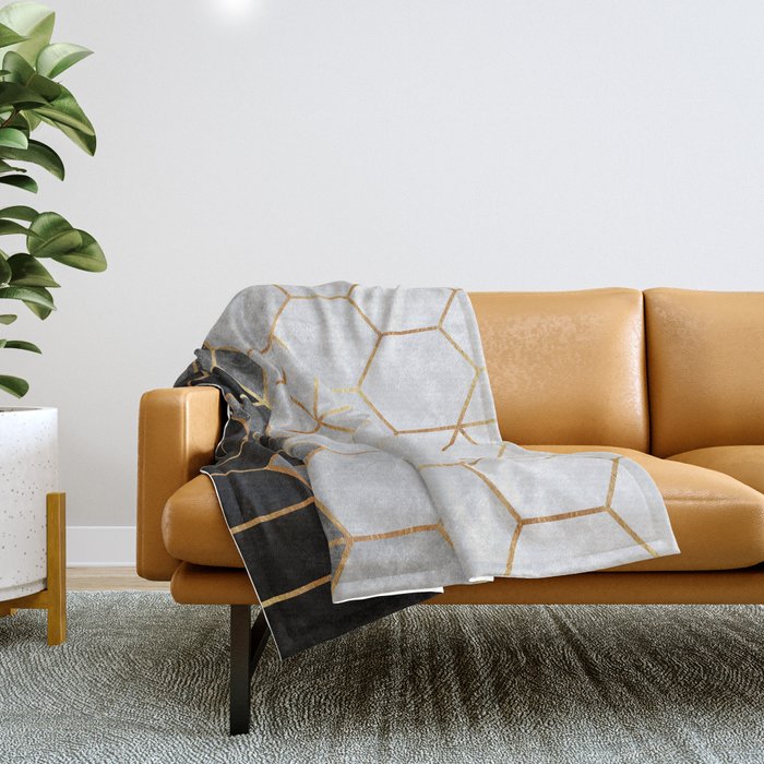 Charcoal Hexagons Throw Blanket