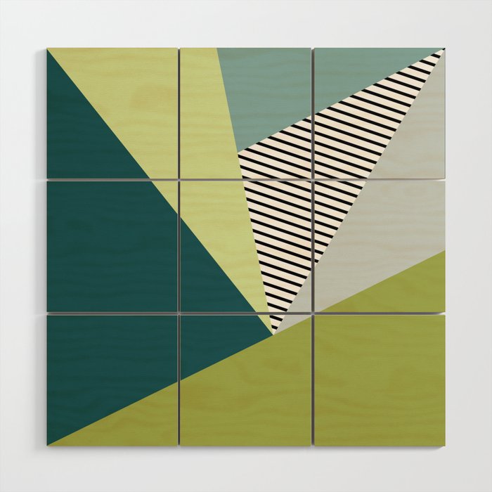 Green and blue abstract geometric design Wood Wall Art