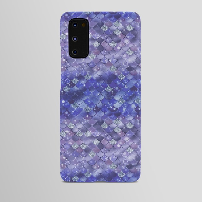 Navy Blue Mermaid Pattern Metallic Glitter Android Case