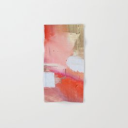 Moving Mountains: a minimal, abstract piece in reds and gold by Alyssa Hamilton Art Hand & Bath Towel