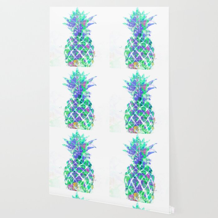 pineapple in green blue yellow with geometric triangle ...